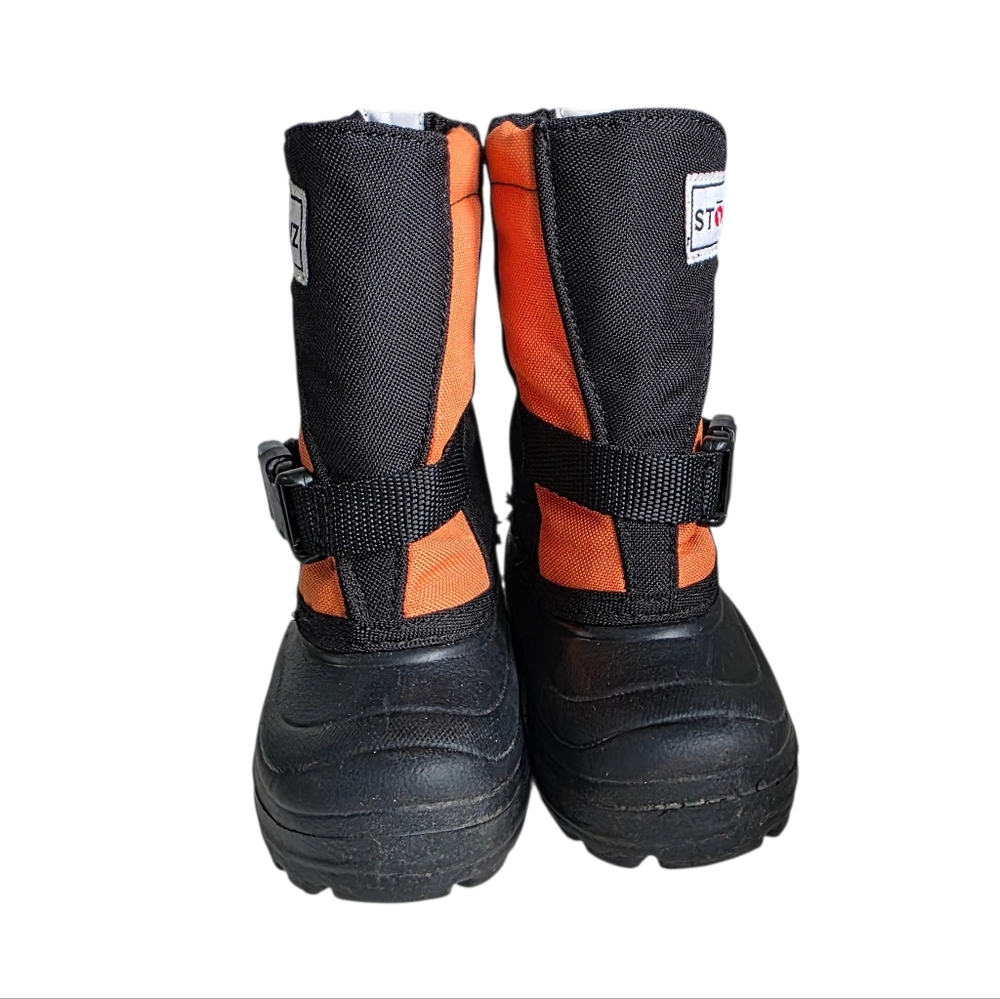 Stonz Trek Winter Boots Black Orange Sz 5 - Picture 3 of 11
